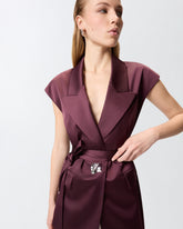Sleeveless jacket in satin - | Pinko