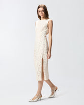 Floral lace dress with plunging rear neckline - | Pinko