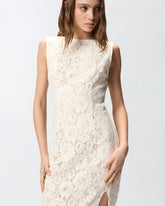 Floral lace dress with plunging rear neckline - | Pinko