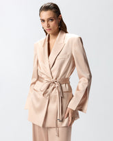 Satin jacket with belt - | Pinko
