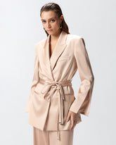 Satin jacket with belt - | Pinko