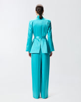 Satin jacket with belt - Light blue | Pinko