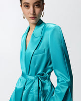 Satin jacket with belt - Light blue | Pinko