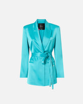 Satin jacket with belt - Light blue | Pinko