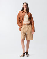 Bermuda shorts with pressed pleat detail - Beige | Pinko