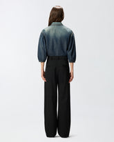 Denim shirt with balloon sleeves - | Pinko