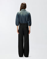 Denim shirt with balloon sleeves - | Pinko