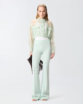 Cropped pea coat in pure silk organza - Sage Green | Pinko
