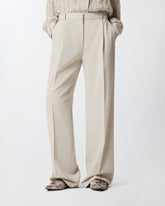 Flowing trousers with pressed pleat detail - | Pinko