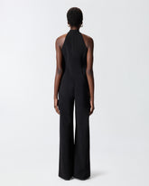 Long playsuit with halterneck and jewel decoration - Black | Pinko