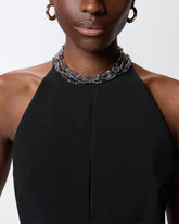 Long playsuit with halterneck and jewel decoration - | Pinko