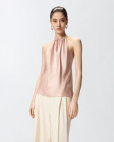 Top in satin with halterneck - Beige | Pinko