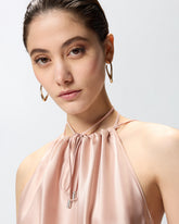 Top in satin with halterneck - Beige | Pinko