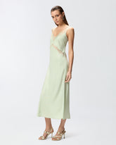 Midi slip dress with lace bands - | Pinko
