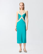 Slipdress-Midikleid mit Streifen aus Spitze - | Pinko