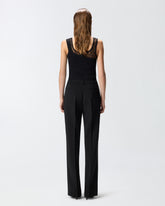 Trousers in canvas with pressed pleat detail - | Pinko