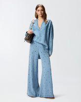 Denim jeans with eyelets - | Pinko