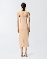 Slim-fit midi dress with jewel embroidery - Beige | Pinko