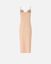 Slim-fit midi dress with jewel embroidery - Beige | Pinko