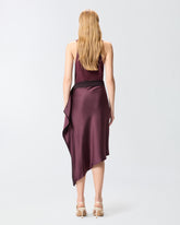 Asymmetric pencil skirt in satin - | Pinko