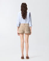Shorts aus braunem Denim mit Nieten - | Pinko