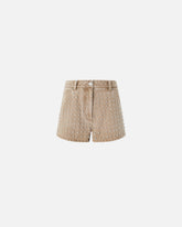 Shorts aus braunem Denim mit Nieten - | Pinko