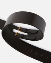 Gürtel aus glattem Leder mit Riemchen 6 cm - | Pinko