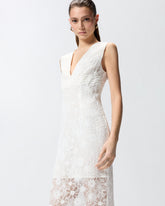 Sleeveless midi dress in lace - | Pinko