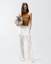 Trousers in floral embroidered lace - | Pinko