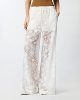 Trousers in floral embroidered lace - | Pinko