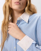 Shirt with contrasting collar and cuffs - | Pinko