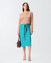 Midi skirt with striped pattern and sash - | Pinko