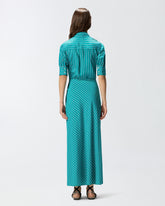 Long wrap dress with striped pattern - | Pinko