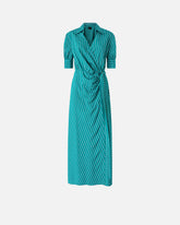 Long wrap dress with striped pattern - | Pinko