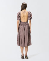 Striped midi dress with open back - | Pinko