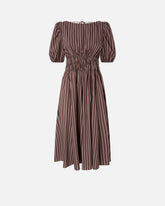 Striped midi dress with open back - | Pinko
