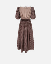 Striped midi dress with open back - | Pinko