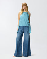 Striped top with thin shoulder straps and bows - | Pinko