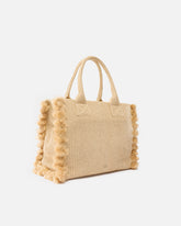 Mittlerer Shopper Beach aus Bast mit Logo und Quasten - Mehrfarbig Gelb-Schwarz | Pinko