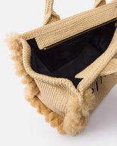 Mittlerer Shopper Beach aus Bast mit Logo und Quasten - Mehrfarbig Gelb-Schwarz | Pinko
