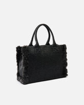 Medium Beach shopping tote in raffia with logo and tassels - | Pinko