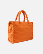 Mittlerer Shopper Beach aus Canvas mit Logo und ausgefransten Details - | Pinko