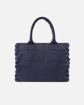 Mittlerer Shopper Beach aus Canvas mit Logo und ausgefransten Details - | Pinko