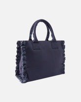 Mittlerer Shopper Beach aus Canvas mit Logo und ausgefransten Details - | Pinko