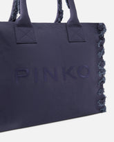 Mittlerer Shopper Beach aus Canvas mit Logo und ausgefransten Details - | Pinko
