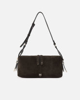 Keeper Bag medium shoulder bag in suede - Brown | Pinko