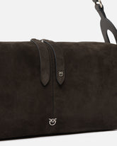 Keeper Bag medium shoulder bag in suede - Brown | Pinko
