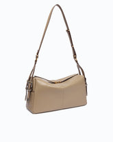 Mittelgroße Schultertasche Keeper Bag aus New Biker Leder - Beige | Pinko