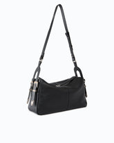 Keeper Bag medium shoulder bag in new biker leather - Black | Pinko