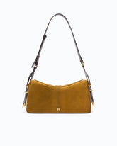 Keeper Bag medium shoulder bag in spray-effect suede - Multicolor Brown-Black | Pinko